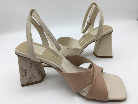 Ledernes auf den Fersen gefolgtes die Sandale-Rosa weicher Nappaleder PU-Frauen/beige/Orange
