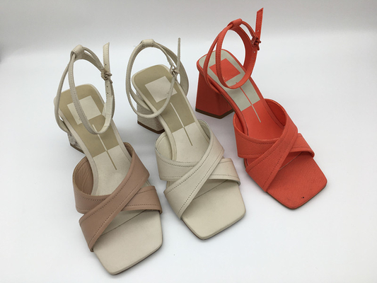 Ledernes auf den Fersen gefolgtes die Sandale-Rosa weicher Nappaleder PU-Frauen/beige/Orange