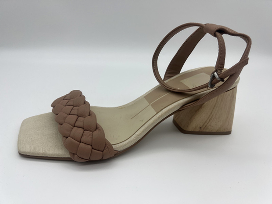 Tan Woven Ladys Soft Leather-Sandalen lugen Toe With Metal Buckle