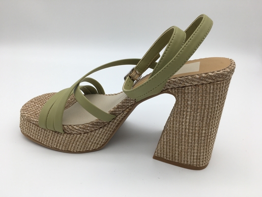 Lederne Abendschuhe Browns/der grünen Frauen bequem mit Knöchel-Bügel