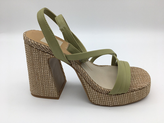 Lederne Abendschuhe Browns/der grünen Frauen bequem mit Knöchel-Bügel