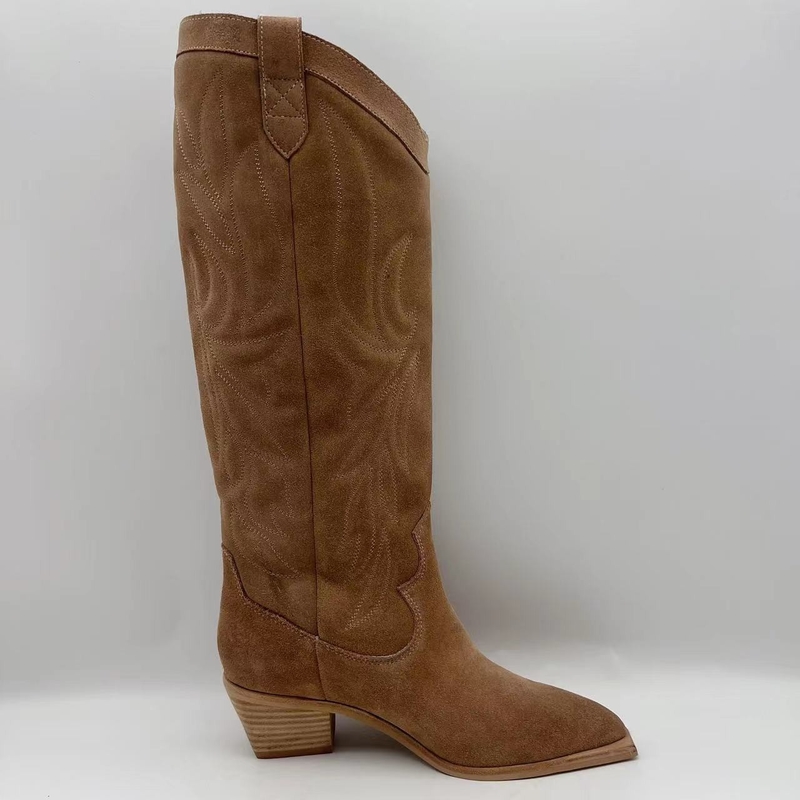 Weiches Kuhveloursleder Browns Stiefel echter lederner Frauen Kleider, TPR-outsole mit ABSferse