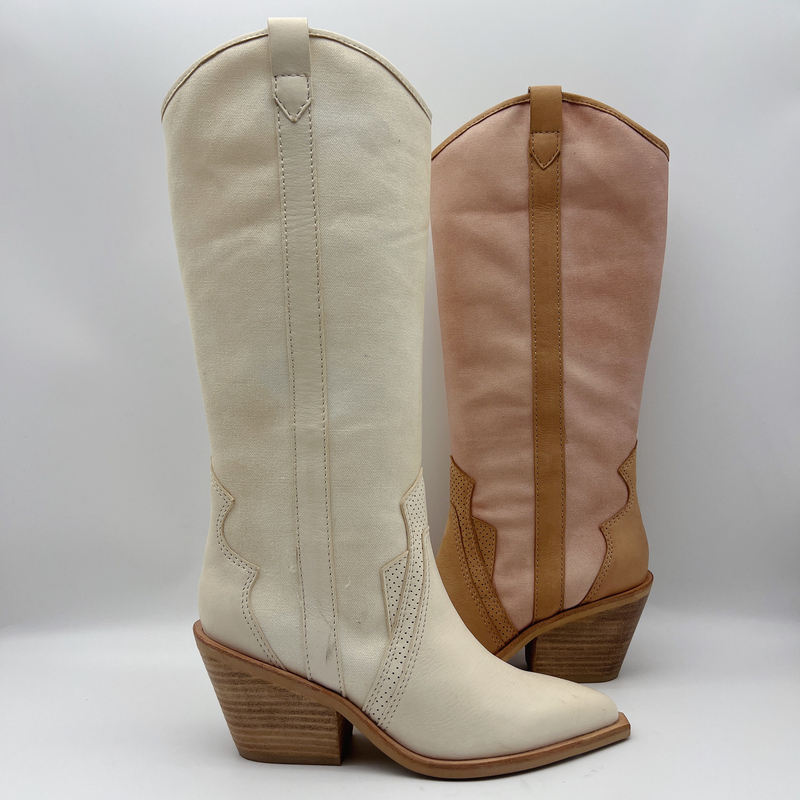 weiches Kuhvelourleder mit weichem Stickereisegeltuch, zeigte Stiefel hoher Frauen Knöchel der Zehe Kleider