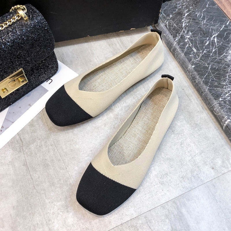 Großhandelsleichtgewichtler stricken gesponnene Schuhe 2021 Breathable flache Schuhe für Frauen-neue Arten