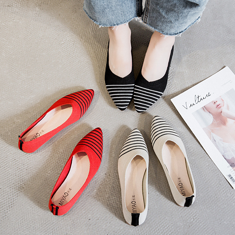 Spitz flachbodig Tageszeitung gestrickt aller Match-Frauen Schuhe die Müßiggänger-Damen-Shoes Women Flats